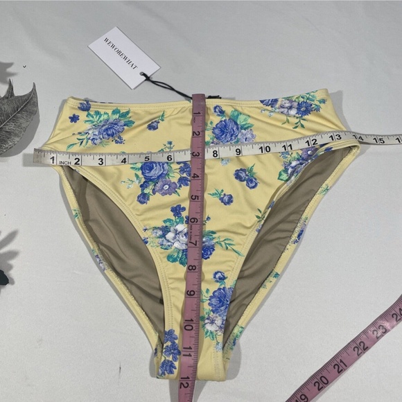 NWT WEWOREWHAT [‎ Small ] High Rise Swim Bottoms in Double Cream Yellow - Picture 3 of 12